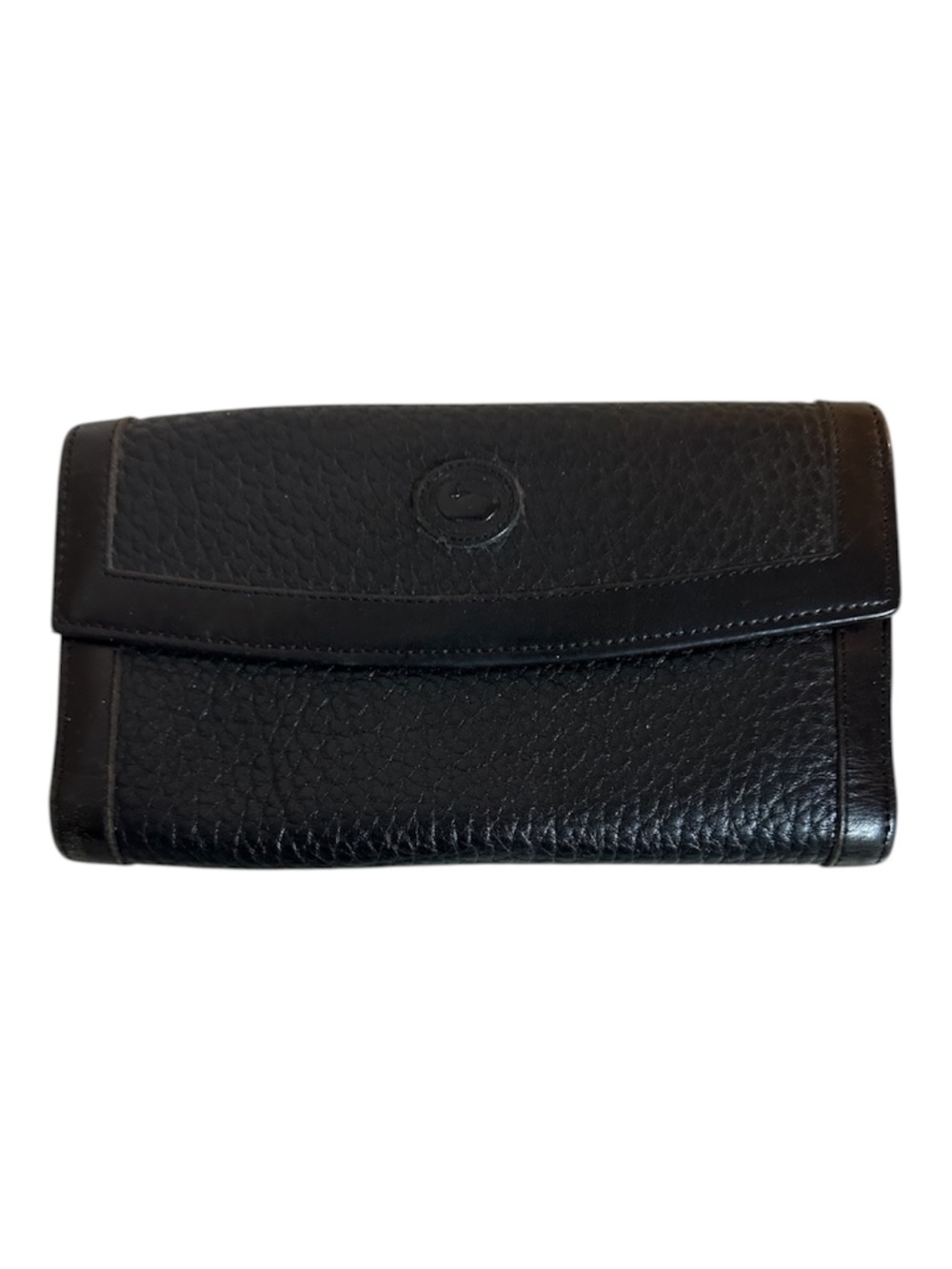 Dooney & Bourke Black Pebbled Leather Clutch Wallet Snap Closure